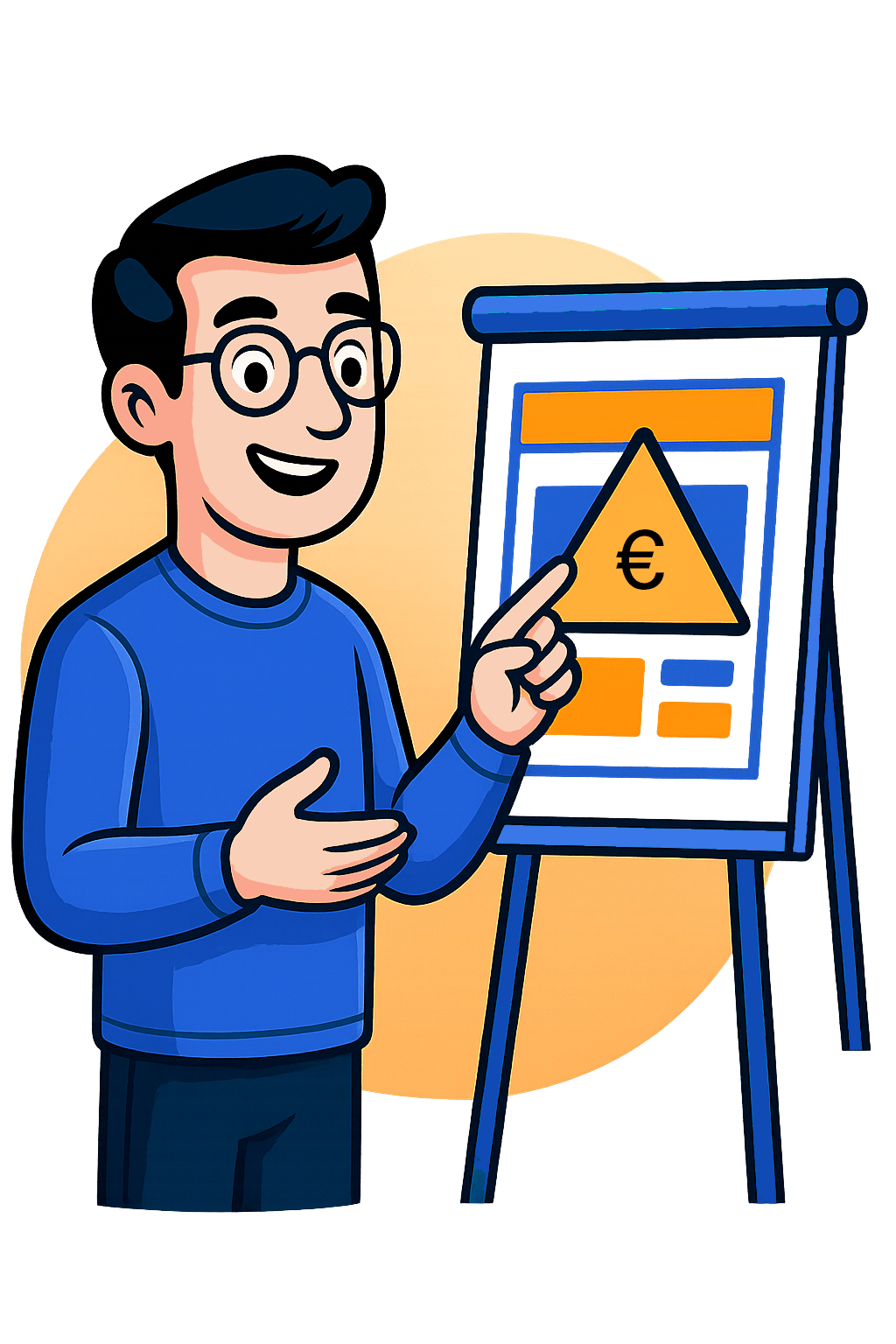 Zeichnung: Kundin ruft mit Handy an und ist am Lachen